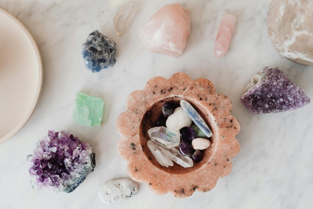 Chunks of Crystals in Stone Plate